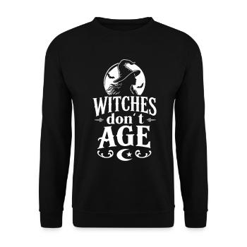 Witches don’t age Halloween Hexen Spruch - Unisex Pullover - Schwarz - Vorne - Alina (178cm) & Michal (187cm)