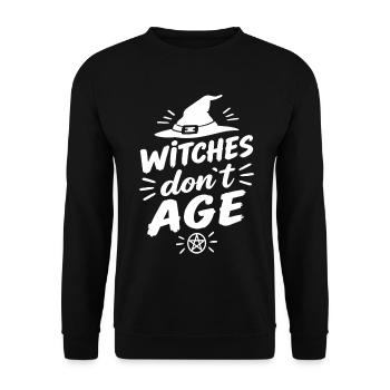 Witches don’t age Halloween Hexen Spruch - Unisex Pullover - Schwarz - Vorne - Alina (178cm) & Michal (187cm)