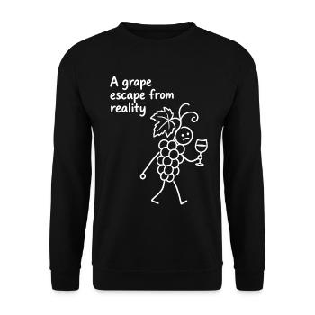 Wein: Eine Traubenflucht aus der Realität – Humor - Unisex Pullover - Schwarz - Vorne - Alina (178cm) & Michal (187cm)
