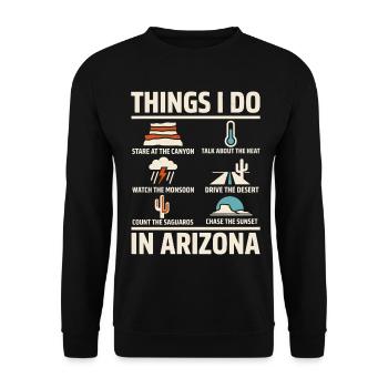 Dinge, die ich im Wüstenmonsun von Arizona mache - Unisex Pullover - Schwarz - Vorne - Alina (178cm) & Michal (187cm)
