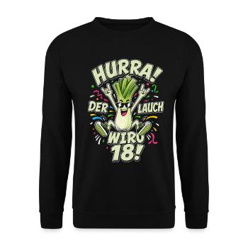 Hurra der Lauch wird erwachsen - Unisex Pullover - Schwarz - Vorne - Alina (178cm) & Michal (187cm)