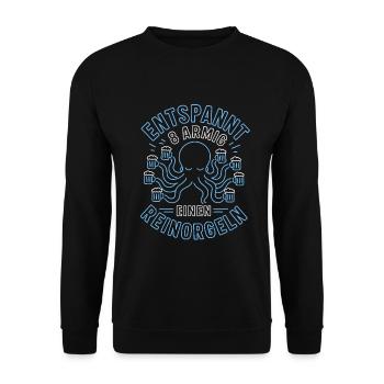 Entspannt achtarmig Saufen - Unisex Pullover - Schwarz - Vorne - Alina (178cm) & Michal (187cm)