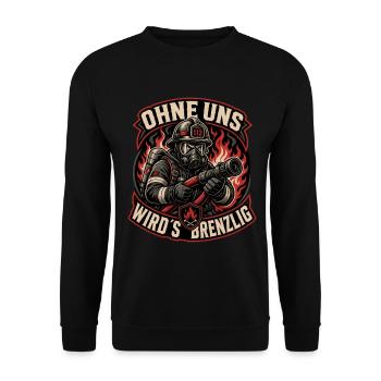 Feuerwehr - Unisex Pullover - Schwarz - Vorne - Alina (178cm) & Michal (187cm)