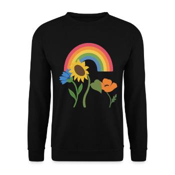 Natur · Mohn · Naturfreunde · Kornblume - Unisex Pullover - Schwarz - Vorne - Alina (178cm) & Michal (187cm)