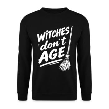 Witches don’t age Halloween Hexen Spruch - Unisex Pullover - Schwarz - Vorne - Alina (178cm) & Michal (187cm)
