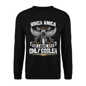 Biker Amca Like A Normal Amca Only Cooler Motorrad - Unisex Pullover - Schwarz - Vorne - Alina (178cm) & Michal (187cm)