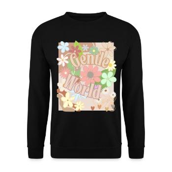 Zarte Welt Blumen-Collage - Unisex Pullover - Schwarz - Vorne - Alina (178cm) & Michal (187cm)