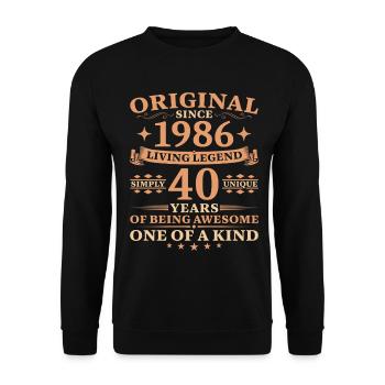 Birthday 1986 Jahrgang Living Legend 40 Years - Unisex Pullover - Schwarz - Vorne - Alina (178cm) & Michal (187cm)
