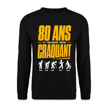 80 Jahre und noch immer knackig - Unisex Pullover - Schwarz - Vorne - Alina (178cm) & Michal (187cm)