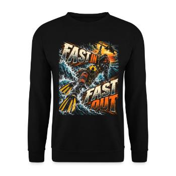 Rettungsschwimmer Wasserrettung Fast In Fast Out - Unisex Pullover - Schwarz - Vorne - Alina (178cm) & Michal (187cm)