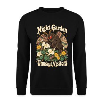 Gartenarbeit des Kryptiden-Motten-Nachtgartens - Unisex Pullover - Schwarz - Vorne - Alina (178cm) & Michal (187cm)