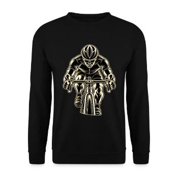 Rennradfahrer – Rennrad Radsport Motiv - Unisex Pullover - Schwarz - Vorne - Alina (178cm) & Michal (187cm)