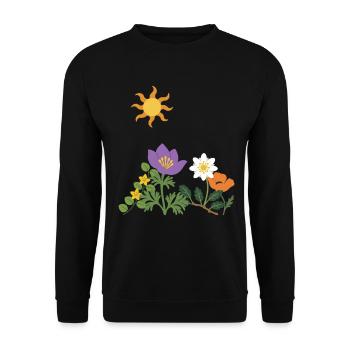 Blumen · Sonne · Natur · Mohn - Unisex Pullover - Schwarz - Vorne - Alina (178cm) & Michal (187cm)