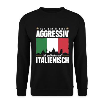 Ich bin nicht aggressiv - Unisex Pullover - Schwarz - Vorne - Alina (178cm) & Michal (187cm)