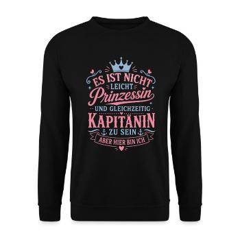 Kapitänin Boot Segler Anker Spruch - Unisex Pullover - Schwarz - Vorne - Alina (178cm) & Michal (187cm)