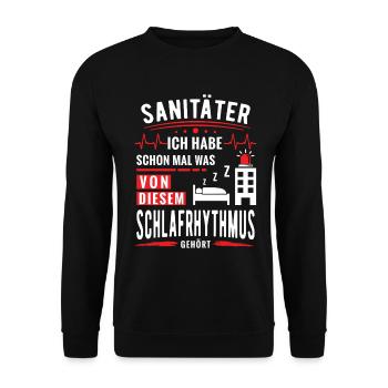 Schlafrhythmus Sanitäter Rettungsdienst Lustig - Unisex Pullover - Schwarz - Vorne - Alina (178cm) & Michal (187cm)
