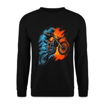 Dirt Bike Motorrad Herren Kinder Motocross Jungen - Unisex Pullover - Schwarz - Vorne - Alina (178cm) & Michal (187cm)