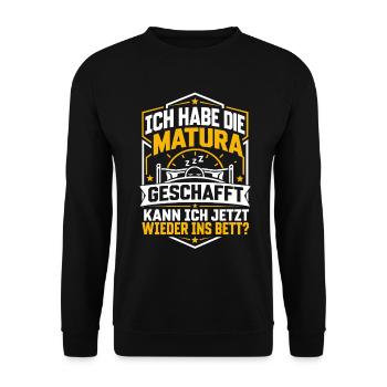 Matura geschafft kann ich ins Bett - Unisex Pullover - Schwarz - Vorne - Alina (178cm) & Michal (187cm)
