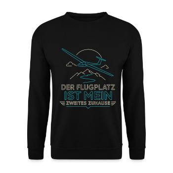 Der Flugplatz ist mein Zuhause - Unisex Pullover - Schwarz - Vorne - Alina (178cm) & Michal (187cm)