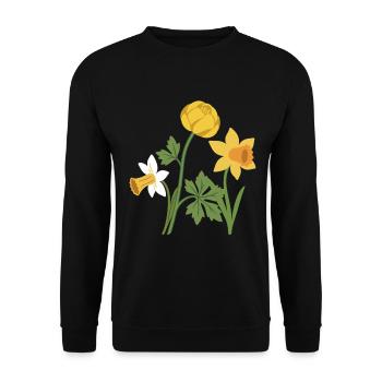 Blumen · Bunte Narzisse - Unisex Pullover - Schwarz - Vorne - Alina (178cm) & Michal (187cm)
