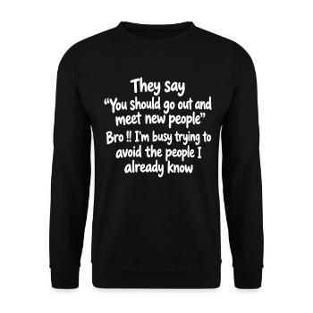 Introvertierter Schwarzer Humor - Unisex Pullover - Schwarz - Vorne - Alina (178cm) & Michal (187cm)