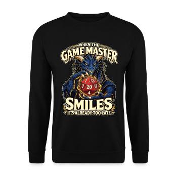 When the Game Master Smiles – D20 RPG - Unisex Pullover - Schwarz - Vorne - Alina (178cm) & Michal (187cm)