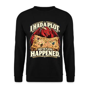 Game Master – I Had a Plot, Then Players Happened - Unisex Pullover - Schwarz - Vorne - Alina (178cm) & Michal (187cm)