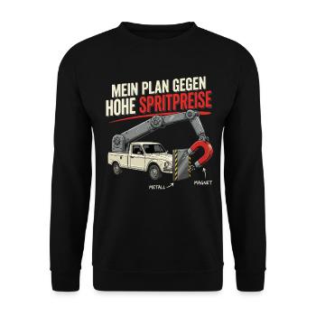 Spritpreise Humor Auto Fahrer Mechaniker Witziges - Unisex Pullover - Schwarz - Vorne - Alina (178cm) & Michal (187cm)