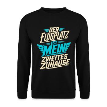 Der Flugplatz ist mein Zuhause - Unisex Pullover - Schwarz - Vorne - Alina (178cm) & Michal (187cm)