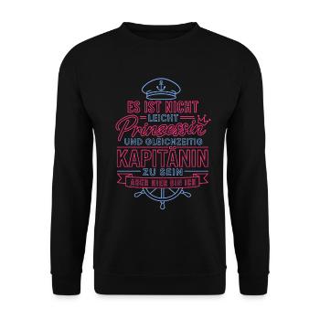 Kapitänin Segeln Boot Spruch - Unisex Pullover - Schwarz - Vorne - Alina (178cm) & Michal (187cm)