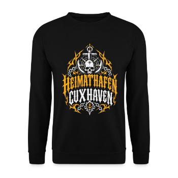 Cuxhaven Heimathafen Nordsee - Unisex Pullover - Schwarz - Vorne - Alina (178cm) & Michal (187cm)