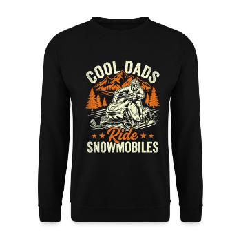 Coole Väter fahren Schneemobile – Schneemobilfahrer-Papa-Schlitten - Unisex Pullover - Schwarz - Vorne - Alina (178cm) & Michal (187cm)