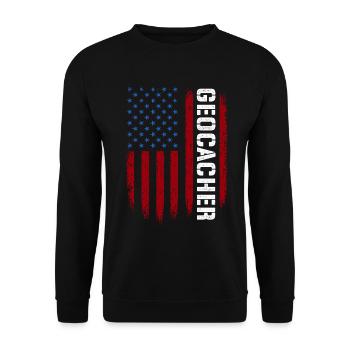 Geocacher – Geocaching Schatzjäger GPS-Caching - Unisex Pullover - Schwarz - Vorne - Alina (178cm) & Michal (187cm)