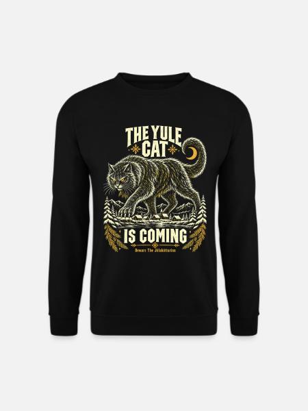Weihnachtskatze isländische Weihnachten Wintersonnenwende - Unisex Pullover - Schwarz