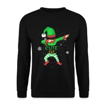 Süßer Elf Weihnachtsgeschenk zur Familiengruppe - Unisex Pullover - Schwarz - Vorne - Alina (178cm) & Michal (187cm)