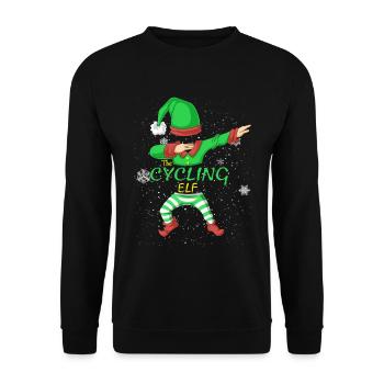 Die Fahrradelfen-Weihnachts-Matching-Familiengruppe - Unisex Pullover - Schwarz - Vorne - Alina (178cm) & Michal (187cm)