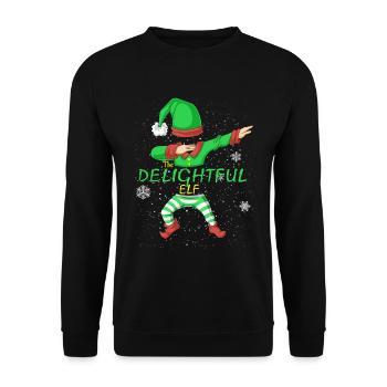 Die entzückende Elfen-Weihnachtsfamiliengruppe - Unisex Pullover - Schwarz - Vorne - Alina (178cm) & Michal (187cm)