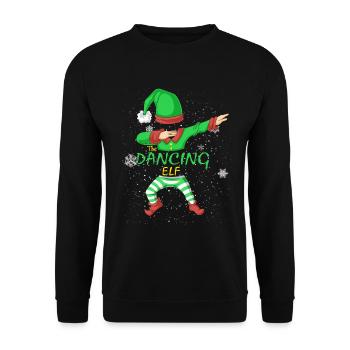 Die Dancing Elf Weihnachts-Matching-Familiengruppe - Unisex Pullover - Schwarz - Vorne - Alina (178cm) & Michal (187cm)