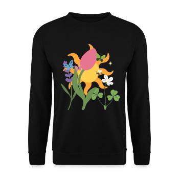Blumen botanisch Pflanze Zeichnung - Unisex Pullover - Schwarz - Vorne - Alina (178cm) & Michal (187cm)