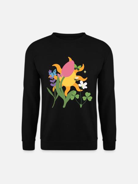 Blumen botanisch Pflanze Zeichnung - Unisex Pullover - Schwarz