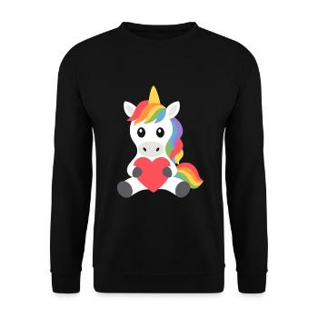Einhorn märchenhaft Fantasie Geschenkidee - Unisex Pullover - Schwarz - Vorne - Alina (178cm) & Michal (187cm)