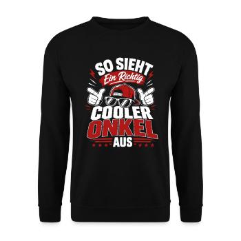 So sieht ein cooler Onkel aus - Unisex Pullover - Schwarz - Vorne - Alina (178cm) & Michal (187cm)