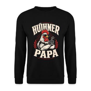 Hühner Papa Hühnerbesitzer Landwirt - Unisex Pullover - Schwarz - Vorne - Alina (178cm) & Michal (187cm)