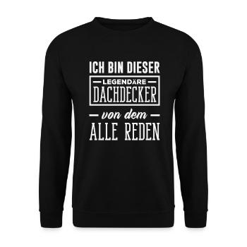 Dachdecker Spruch Lustig Handwerker Geschenk - Unisex Pullover - Schwarz - Vorne - Alina (178cm) & Michal (187cm)