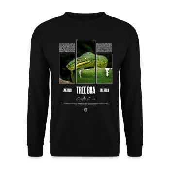 Smaragdbaumboa-Schlangenbesitzer und Reptilienhalter - Unisex Pullover - Schwarz - Vorne - Alina (178cm) & Michal (187cm)