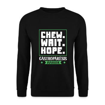 Kauen. Warten. Hoffen. - Gastroparese - Unisex Pullover - Schwarz - Vorne - Alina (178cm) & Michal (187cm)