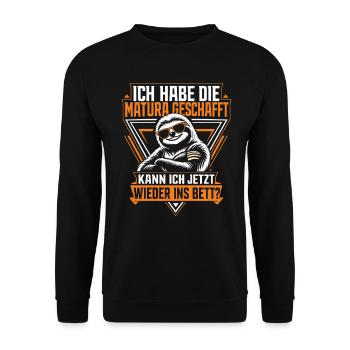 Matura geschafft - ab ins Bett - Unisex Pullover - Schwarz - Vorne - Alina (178cm) & Michal (187cm)