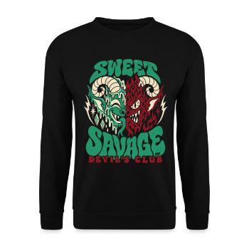 Sweet Savage Devil´s Club 666 - Halloween  - Unisex Pullover - Schwarz - Vorne - Alina (178cm) & Michal (187cm)