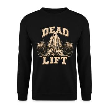 Dead Lift Funny Ghost Weightlifting Gym Halloween - Unisex Pullover - Schwarz - Vorne - Alina (178cm) & Michal (187cm)