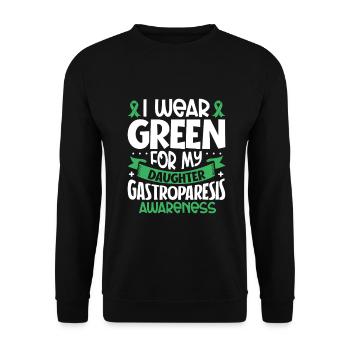 Gastroparese Tochter - Ich trag Grün - Unisex Pullover - Schwarz - Vorne - Alina (178cm) & Michal (187cm)